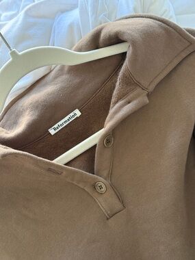 Reformation Chestnut Button Polo Sweatshirt